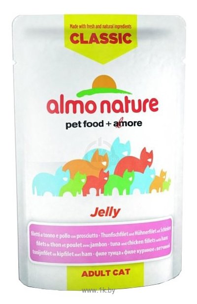 Фотографии Almo Nature Classic Adult Cat Jelly Tuna, Chicken and Ham (0.055 кг) 1 шт.