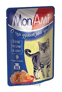 Фотографии MonAmi (0.1 кг) 26 шт. Кусочки в соусе для кошек Цыпленок