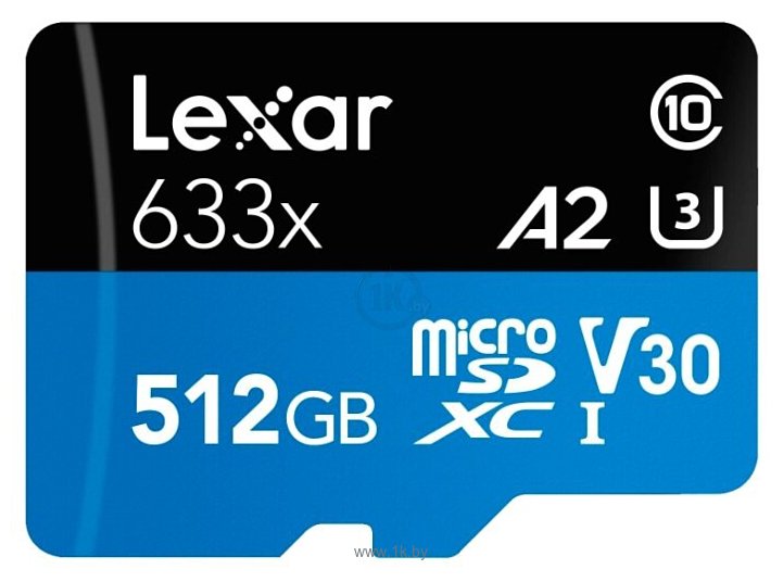 Фотографии Lexar microSDXC Class 10 UHS Class 3 A2 V30 633x 512GB + SD adapter