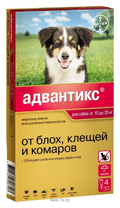 Фотографии Адвантикс (Bayer) Капли на холку для собак 10–25 кг (4 пипетки)