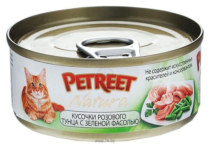 Фотографии Petreet Natura Кусочки розового тунца с зеленой фасолью (0.070 кг) 48 шт.