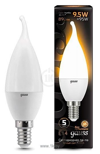 Фотографии Gauss LED Candle tailed 9.5W 3000K E14 104101110