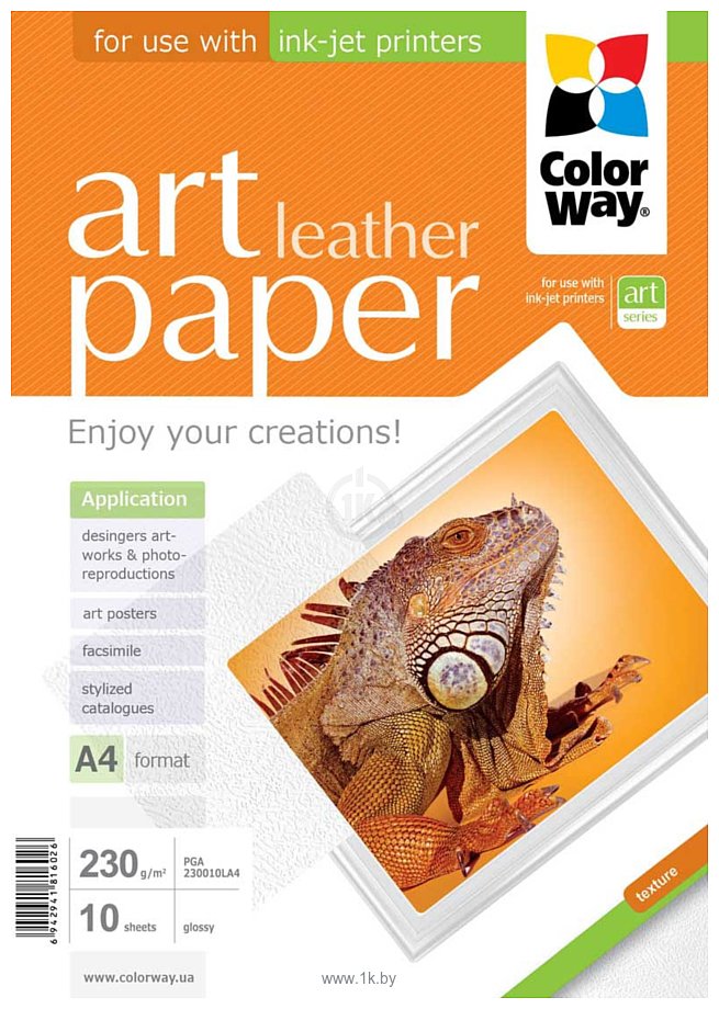Фотографии Colorway CW ART глянцевая фактура кожа A4 230г/м 10л (PGA230010LA4)