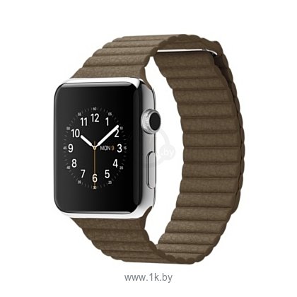 Фотографии Apple Watch 42mm Stainless Steel with Light Brown Leather Loop (MJ402)