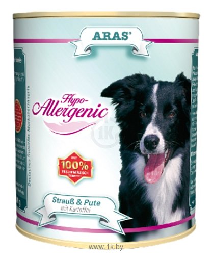 Фотографии ARAS (0.82 кг) 1 шт. Hypo-Allergenic для собак - Страус, индейка и картофель