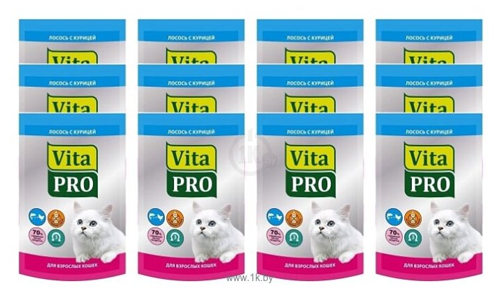 Фотографии Vita PRO (0.1 кг) 12 шт. Мясное меню для кошек (пауч), лосось с курицей