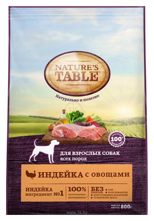 Фотографии Nature's Table (0.8 кг) Для взрослых собак всех пород индейка с овощами сухой