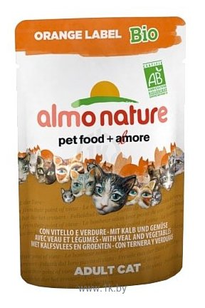 Фотографии Almo Nature Orange Label Bio Adult Cat Veal and Vegetables (0.07 кг) 30 шт.
