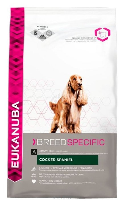 Фотографии Eukanuba Breed Specific Dry Dog Food For Cocker Spaniel Chicken (7.5 кг)