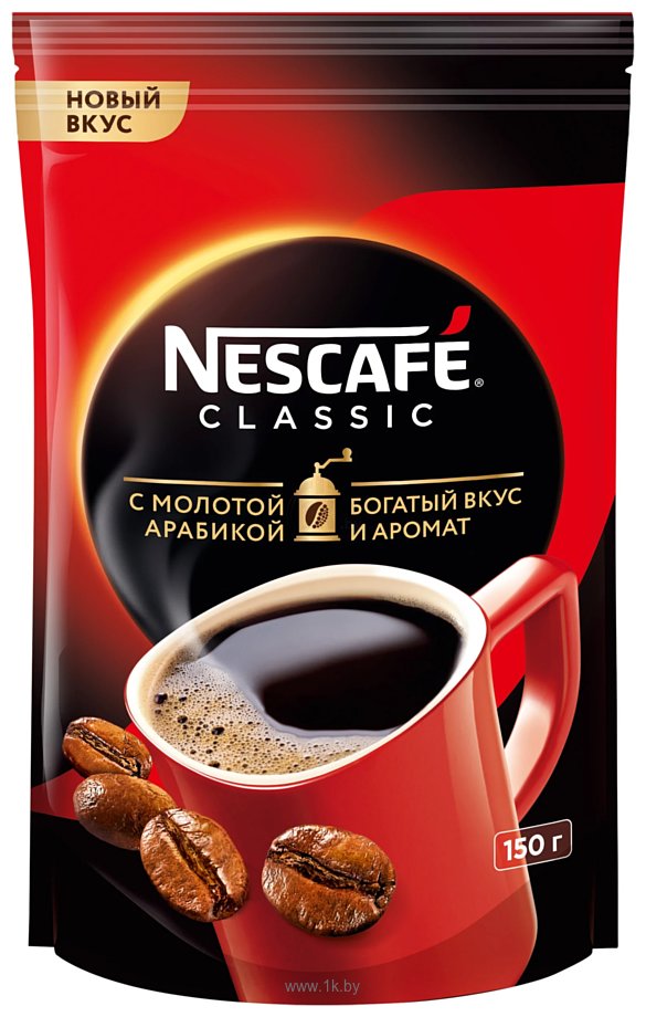 Фотографии Nescafe Classic растворимый c добавлением молотого кофе 150 г (пакет)