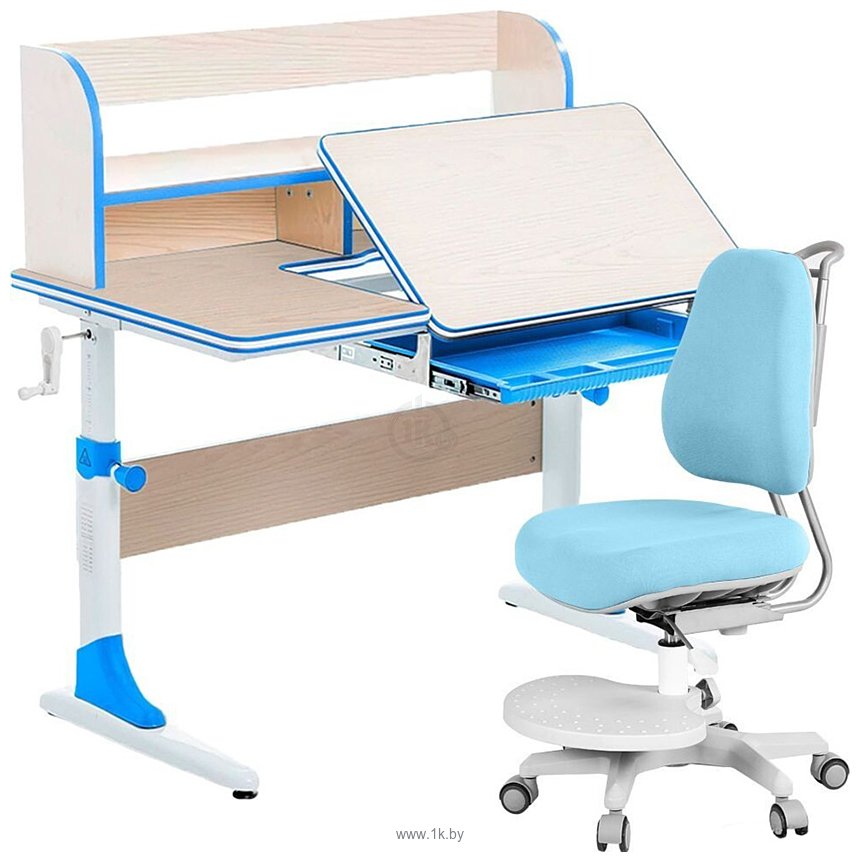 Фотографии Anatomica Study-100 Lux + органайзер со светло-голубым креслом Ragenta (клен/голубой)