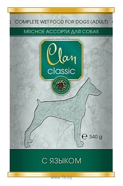 Фотографии CLAN (0.34 кг) 1 шт. Classic Мясное ассорти с языком для взрослых собак