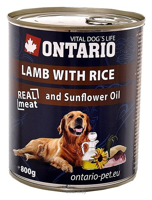 Фотографии Ontario (0.8 кг) 1 шт. Консервы Dog Lamb, Rice and Sunflower Oil