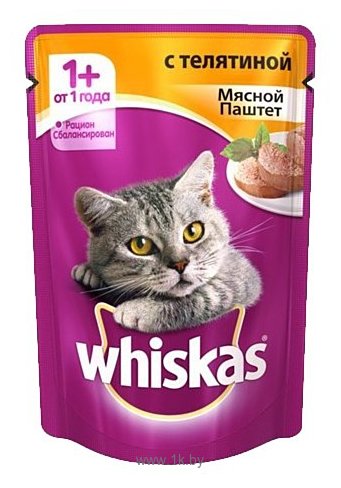 Фотографии Whiskas (0.085 кг) 1 шт. Мясной паштет с телятиной для взрослых кошек