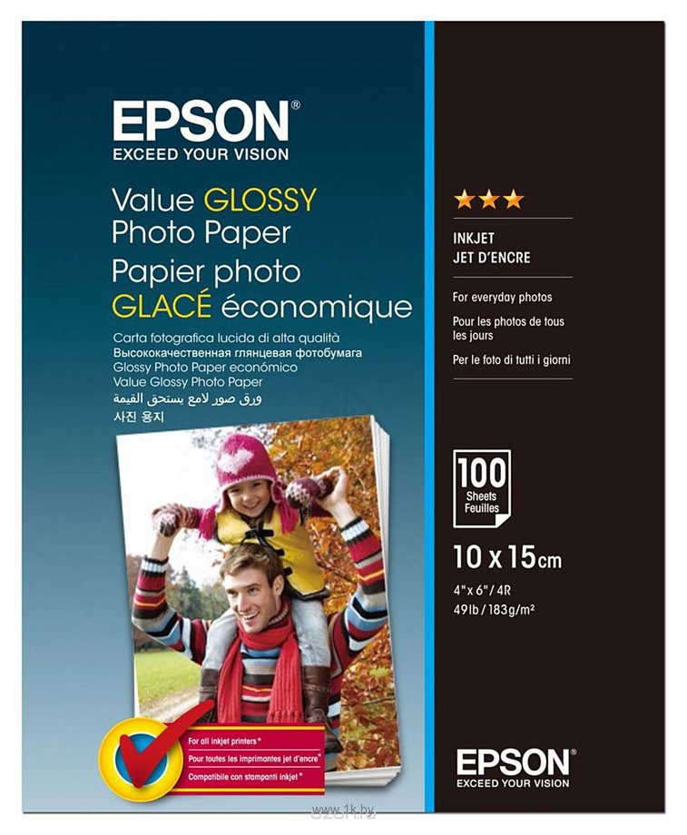 Фотографии Epson Value Glossy Photo Paper 10х15 183 г/м2 100 листов (C13S400039)