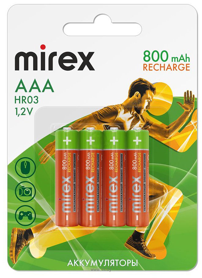 Фотографии Mirex HR03 AAA 800mAh 4 шт. (HR03-08-E4)