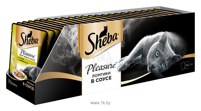 Фотографии Sheba Pleasure ломтики в соусе с уткой и цыпленком (0.085 кг) 24 шт.