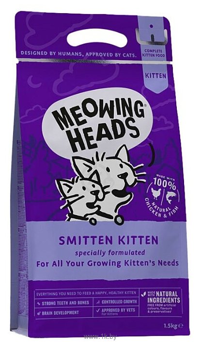 Фотографии Meowing Heads (1.5 кг) Smitten Kitten для котят с курицей, рыбой и рисом