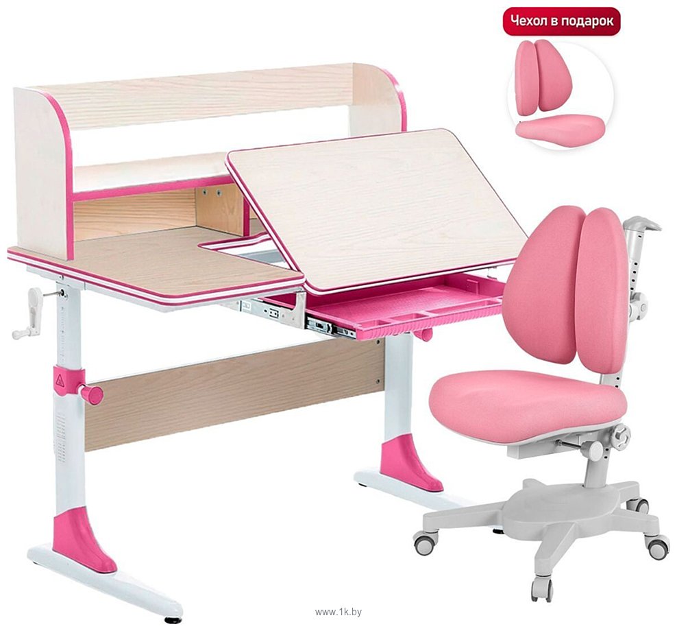 Фотографии Anatomica Study-100 Lux + органайзер с розовым креслом Armata Duos (клен/розовый)