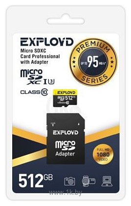 Фотографии Exployd Premium Series microSDXC 512GB EX512GCSDXC10UHS-1-ELU3 (с адаптером)