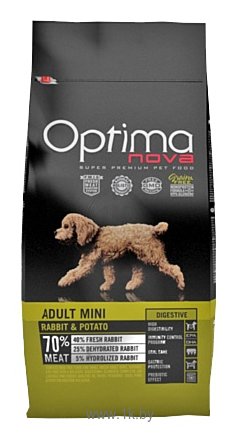 Фотографии OptimaNova Adult Dog Mini Digestive Rabbit & Potato (0.8 кг)