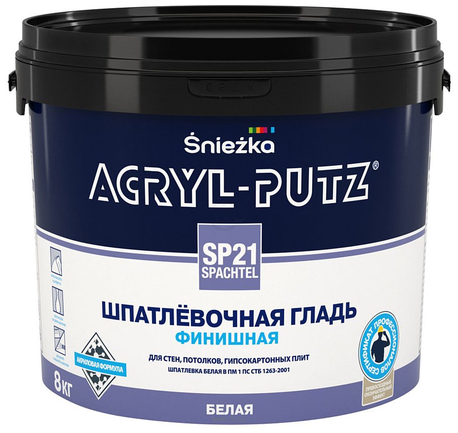 Фотографии Sniezka Acryl-Putz SP21 Spachtel 8 кг (белый)