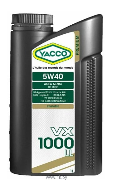 Фотографии Yacco VX 1000 LL 5W-40 1л