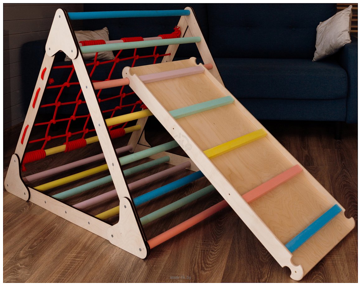 Фотографии Милая Мебель Треугольник с канатом и горка-лестница (цветной)