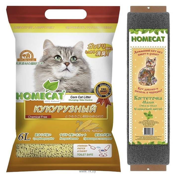 Фотографии Homecat Эколайн Кукурузный + когтеточка в подарок 6л