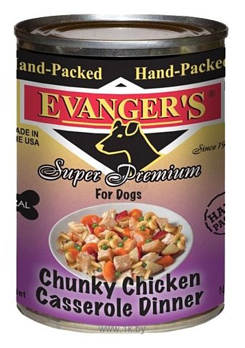 Фотографии Evanger's Hand-packed Super Premium Chunky Chicken Casserole Dinner консервы для собак (0.369 кг) 1 шт.
