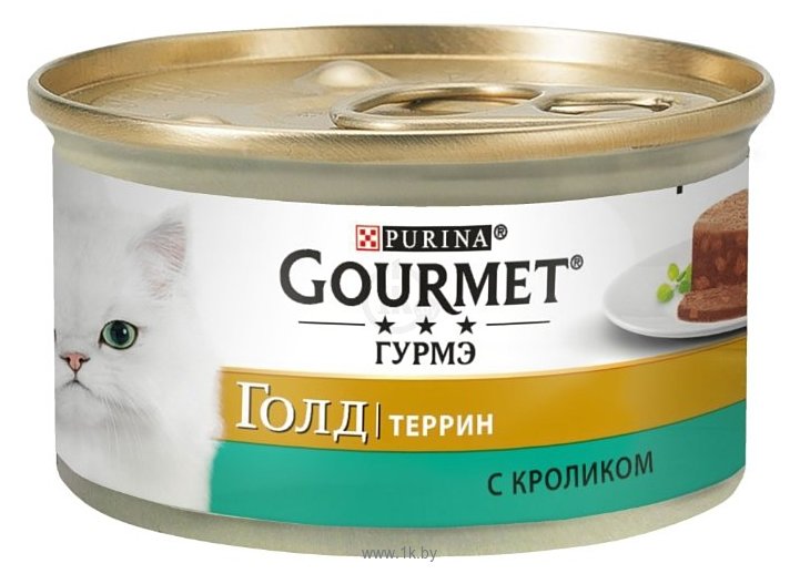 Фотографии Gourmet (0.085 кг) 1 шт. Gold Кусочки в паштете"Террин" с кроликом по-французски