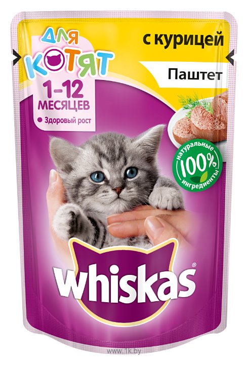 Фотографии Whiskas Мясной паштет с курицей для котят (0.085 кг) 1 шт.