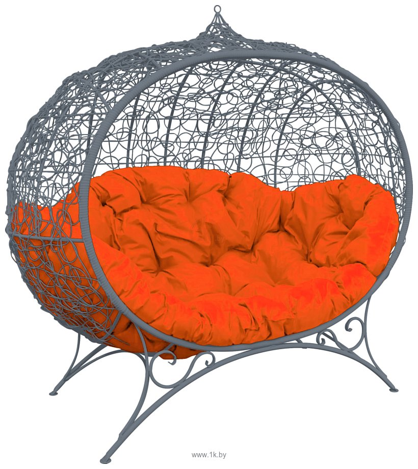 Фотографии M-Group Улей на ножках 11220307 (серый ротанг/оранжевая подушка)