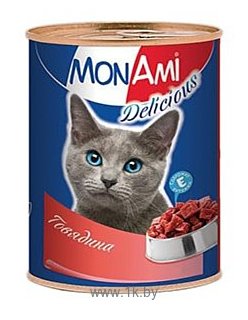 Фотографии MonAmi (0.35 кг) 20 шт. Delicious консервы для кошек Говядина