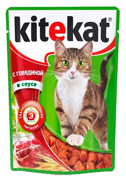 Фотографии Kitekat Сочные кусочки. С говядиной в соусе (0.085 кг) 1 шт.