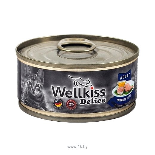 Фотографии Wellkiss Delice цыпленок и кролик для кошек консервы (0.1 кг) 1 шт.