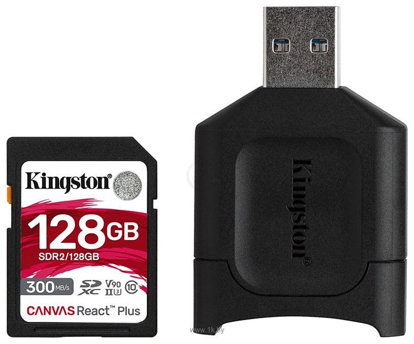 Фотографии Kingston Canvas React Plus SDXC 128GB (с кардридером)