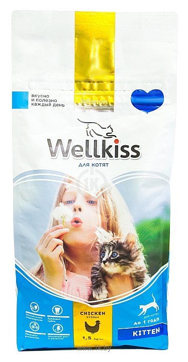 Фотографии Wellkiss (1.5 кг) Курица для котят пакет