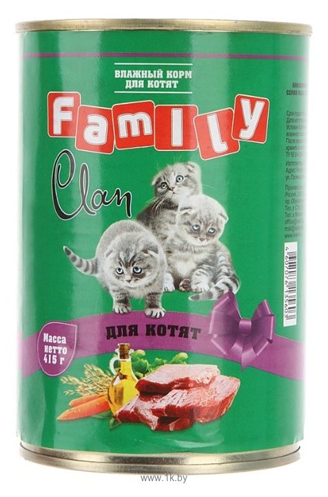Фотографии CLAN (0.415 кг) 1 шт. Family Паштет из телятины для котят