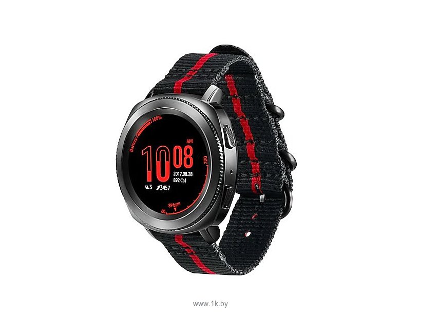 Фотографии Samsung Premium Nato для Galaxy Watch 42mm & Gear Sport (черный/красный)