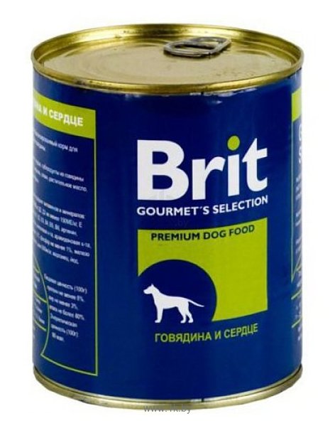 Фотографии Brit (0.85 кг) 6 шт. Консервы для собак Говядина и сердце