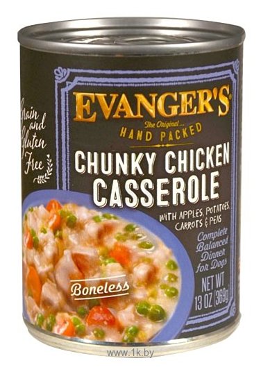 Фотографии Evanger's Hand-Packed Chunky Chicken Casserole консервы для собак (0.369 кг) 1 шт.