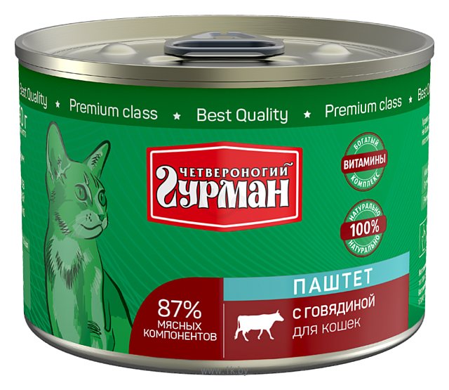 Фотографии Четвероногий Гурман (0.19 кг) 12 шт. Паштет с говядиной для кошек