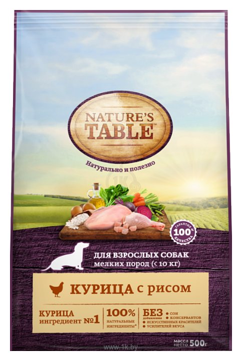 Фотографии Nature's Table (0.5 кг) Для взрослых собак мелких пород курица с рисом сухой