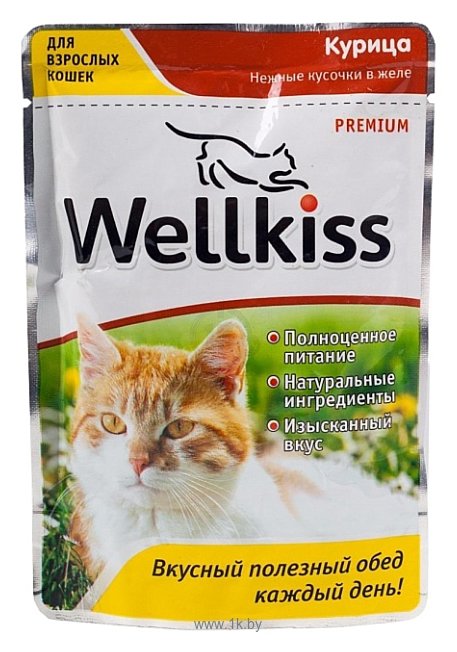 Фотографии Wellkiss Нежные кусочки курица в желе для кошек пауч (0.1 кг) 1 шт.