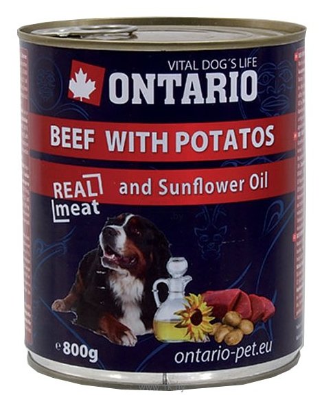 Фотографии Ontario (0.8 кг) 1 шт. Консервы Dog Beef, Potatos and Sunflower Oil