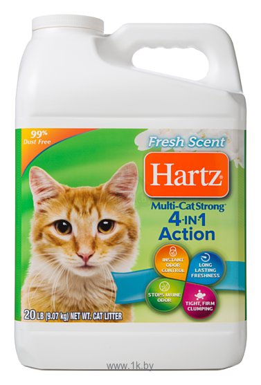 Фотографии Hartz Multi-Cat Strong 4-in-1 Action Cat Litter Fresh Scent 9,07кг