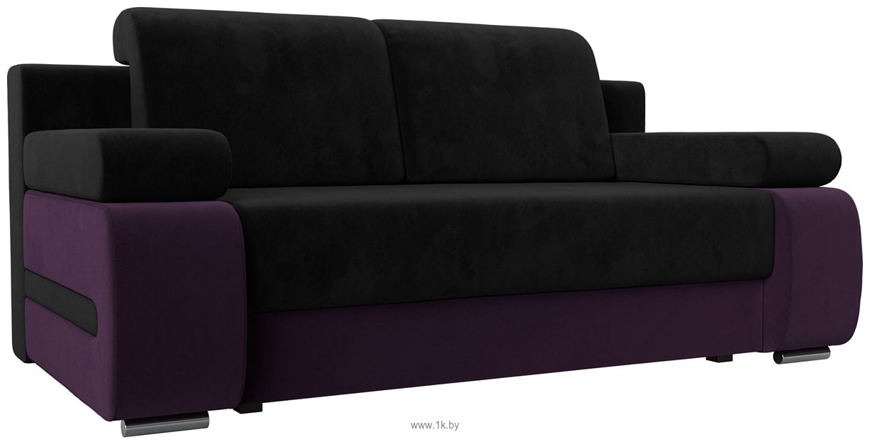 Фотографии Лига диванов Денвер 115536 (велюр, черный/фиолетовый)