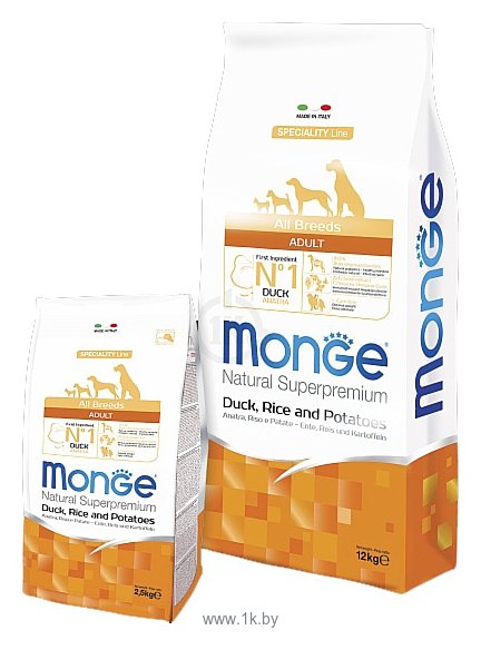 Фотографии Monge Speciality Line – Утка с рисом и картофелем. Монобелковый рацион для собак (15 кг)
