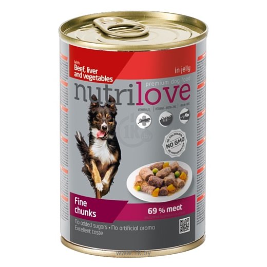 Фотографии Nutrilove (0.415 кг) 1 шт. Dogs - Fine chunks with beef, liver and vegetables